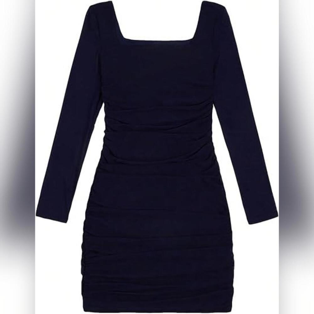NWT Soly Hux Girl's Square Neck Long Sleeve Ruched Bodycon Mini Dress, 14 yrs